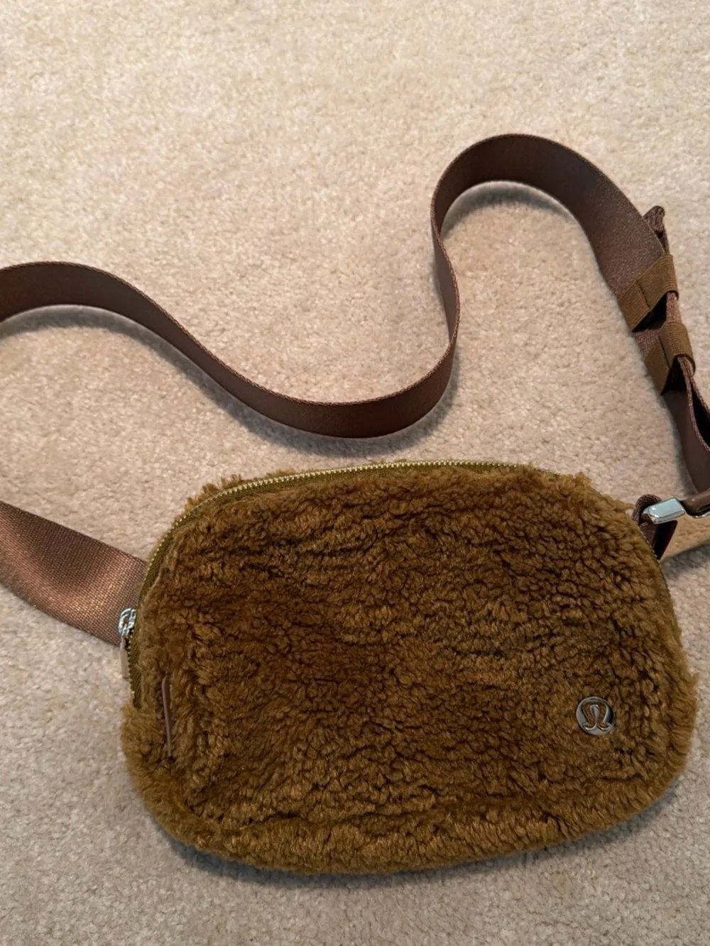 lululemon athletica Brown Faux-Sherpa Crossbody Bag